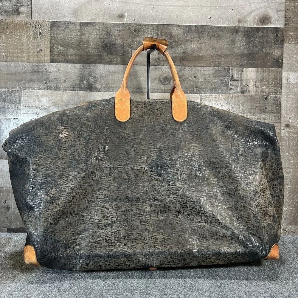 Brics Travel Weekend Bag Pebbled Leather Duffel Made In Italy 24